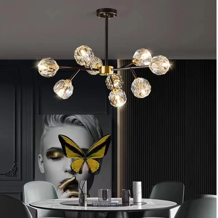 AM0388 · Modern Black and Brass Crystal Chandelier · view 3