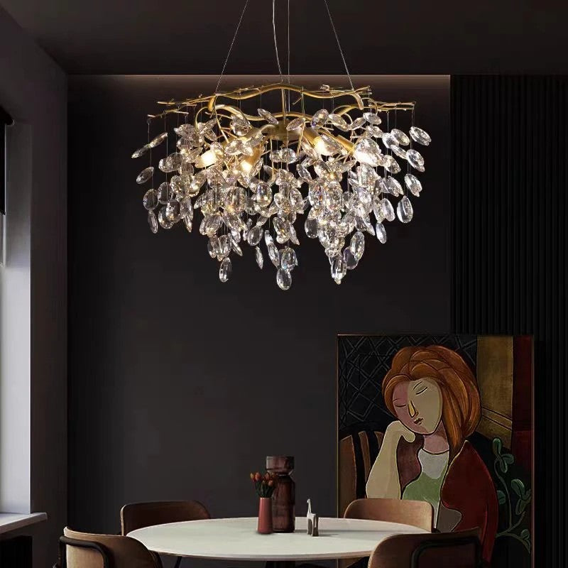 AM0392 · Brass Branch Crystal Chandelier · view 1