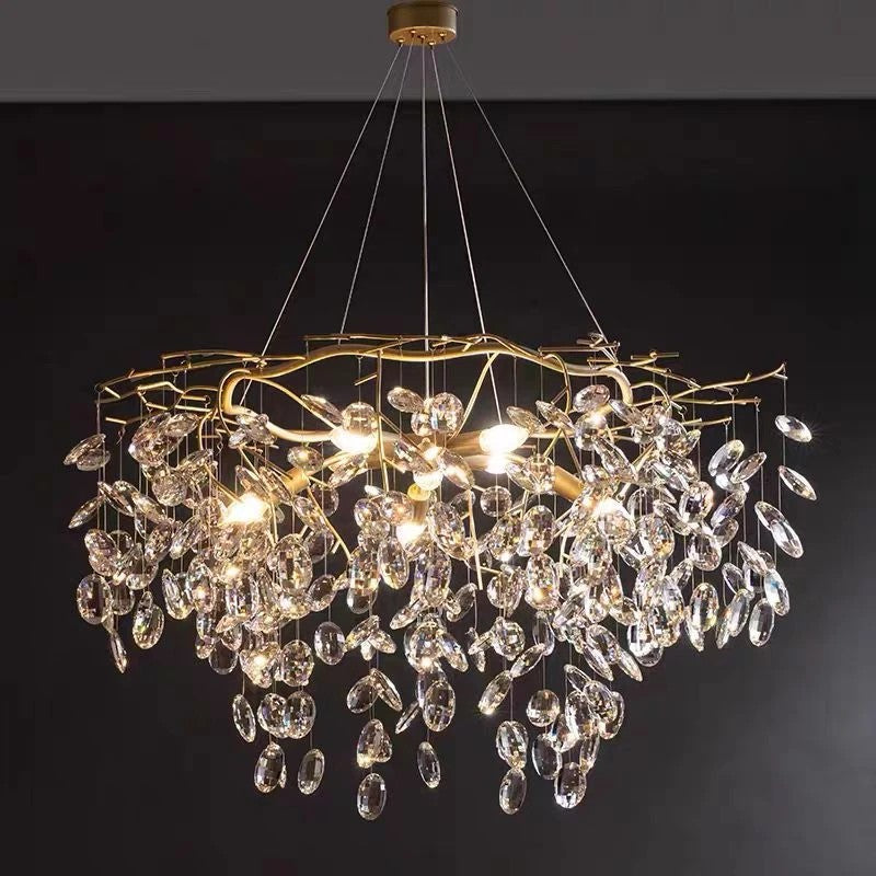 AM0392 · Brass Branch Crystal Chandelier · view 3