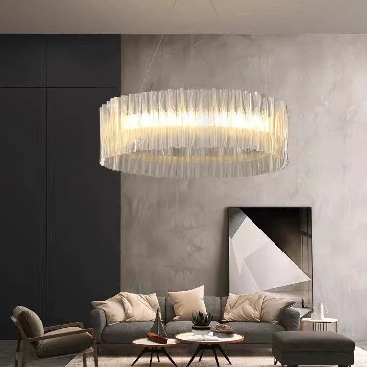 AM0408 · Italian Fluted Glass Ring Chandelier · view 3