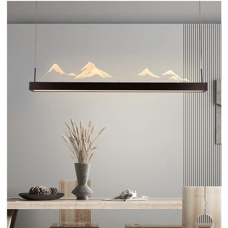 AM0409 · Chinese Ink-Landscape Linear Chandelier · view 2