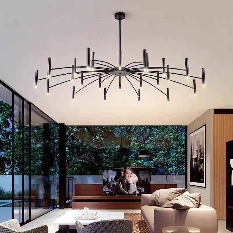 AM0435 · Contemporary Slim Metal Chandelier · view 1