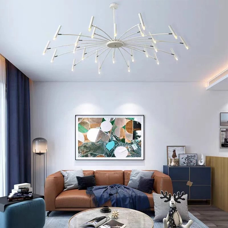 AM0435 · Contemporary Slim Metal Chandelier · view 2