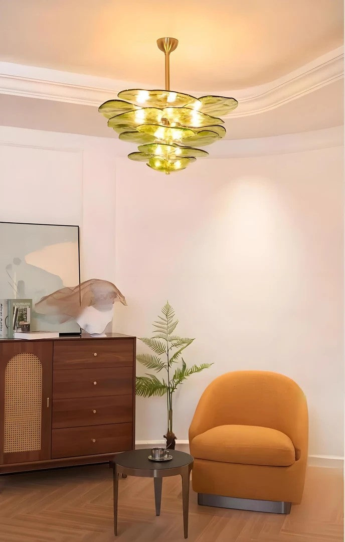 AM0450 · Rose and Lotus Glass Chandelier · view 1