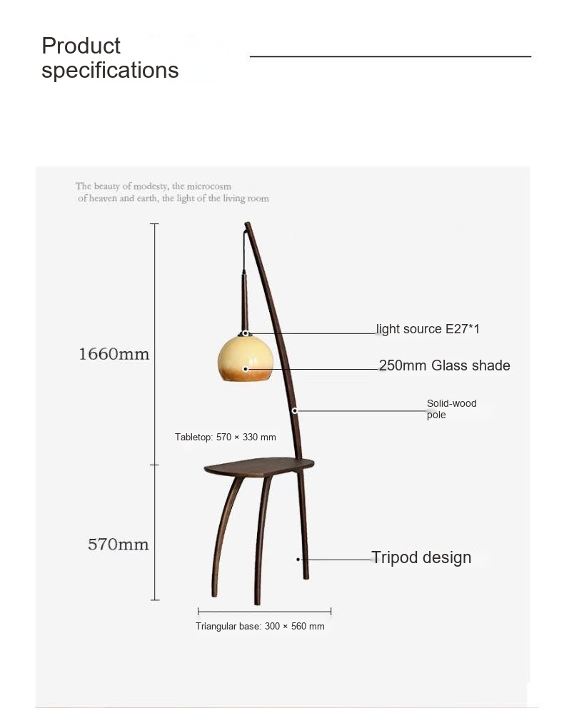 Wood Floor Lamp with Side Table — AM0218, view 17