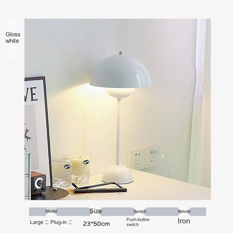 Gloss white · Bulb included · Push-button switch