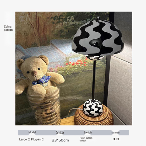 Black zebra ripple · Bulb included · Push-button switch