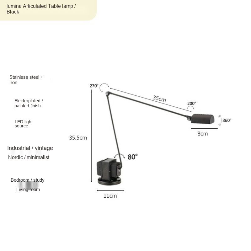 Articulated Reading Table & Floor Lamp — AM0193, view 6