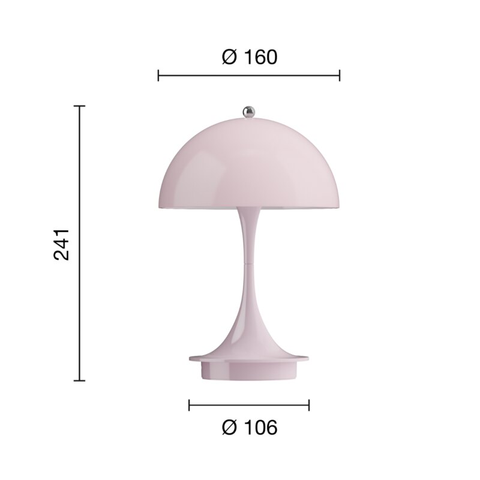 Small rechargeable · Pale pink · Top touch switch · Translucent shade