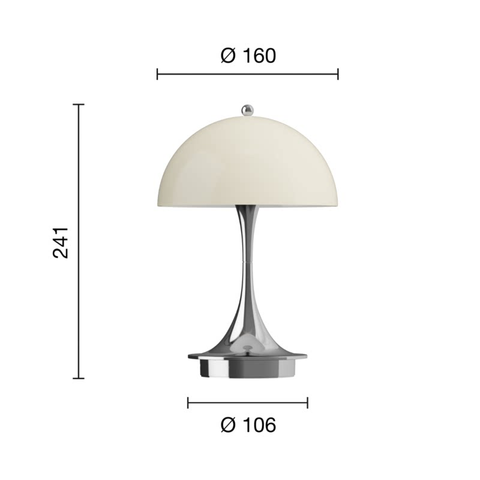Small rechargeable · Beige gray + Chrome · Top touch switch · Translucent shade