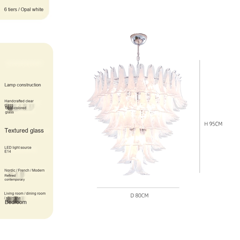 Clear opal glass 6-tier D800*H950