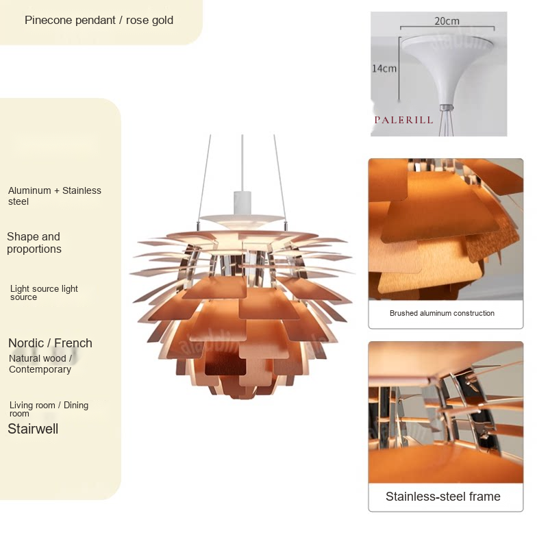 Layered Pinecone Pendant Light — AM0138, view 4