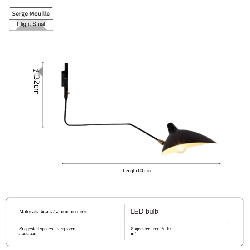Long Swing-Arm Wall Light — AM0221, view 7