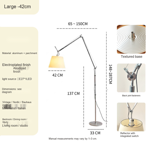 Updated version Large 42cm 2-tier Parchment shade · Light source 13 W 3000k