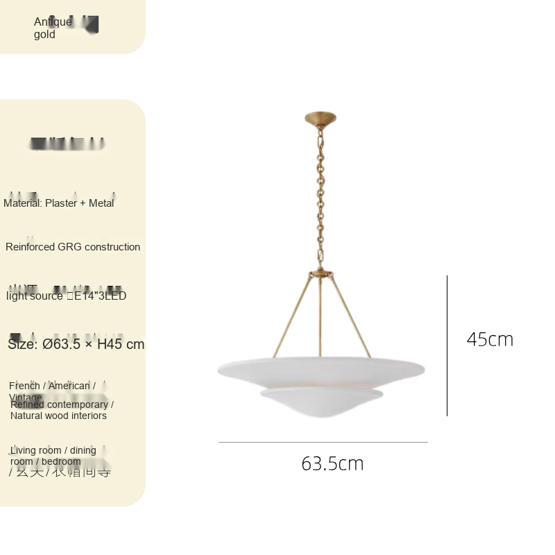 Brass & Plaster Pendant Light — AM0254, view 6