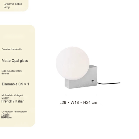 Chrome Table lamp Rotary dimmer