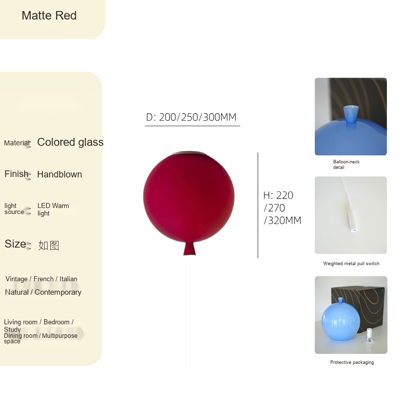 Glass Balloon Ceiling Light — AM0208, view 18