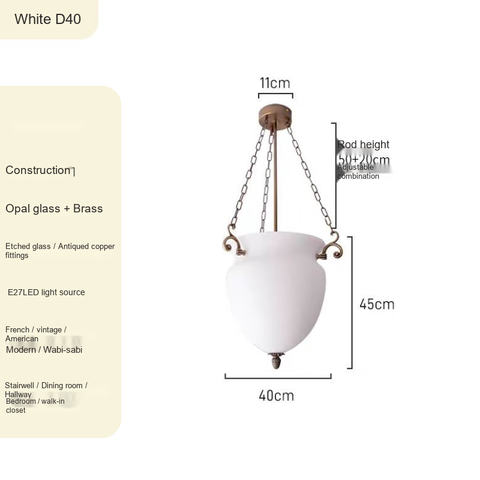 White D40CM Brass version Warm light