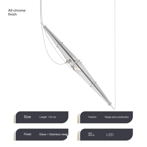 Chrome-finish stainless-steel lamp head · 110CM