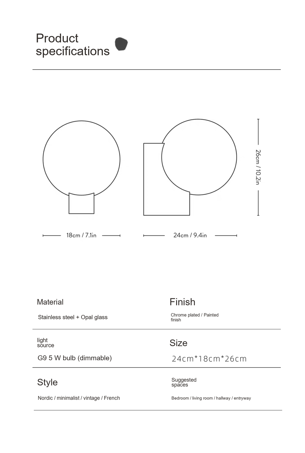 Globe Wall & Table Lamp — AM0170, view 7