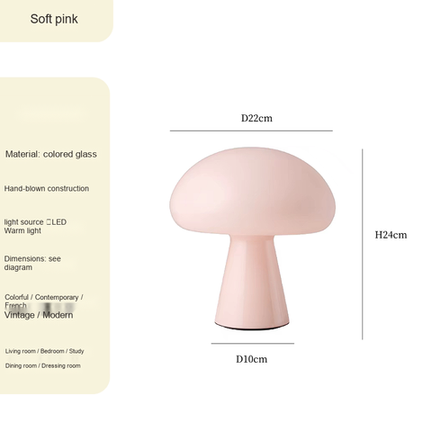 Soft-pink glass · USB; Touch switch / 3 brightness levels