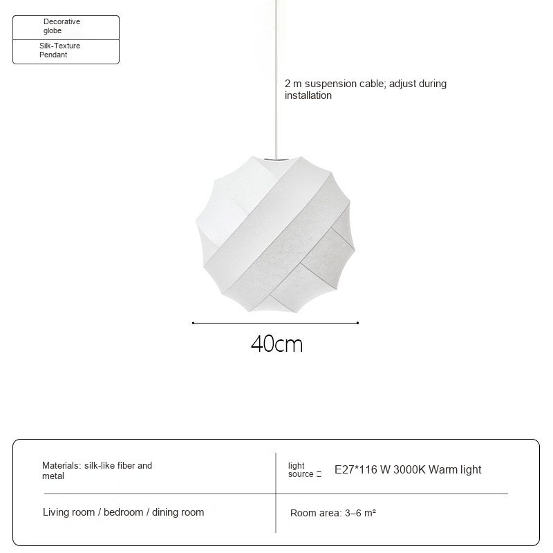 Cocoon Globe Pendant Light — AM0224, view 12