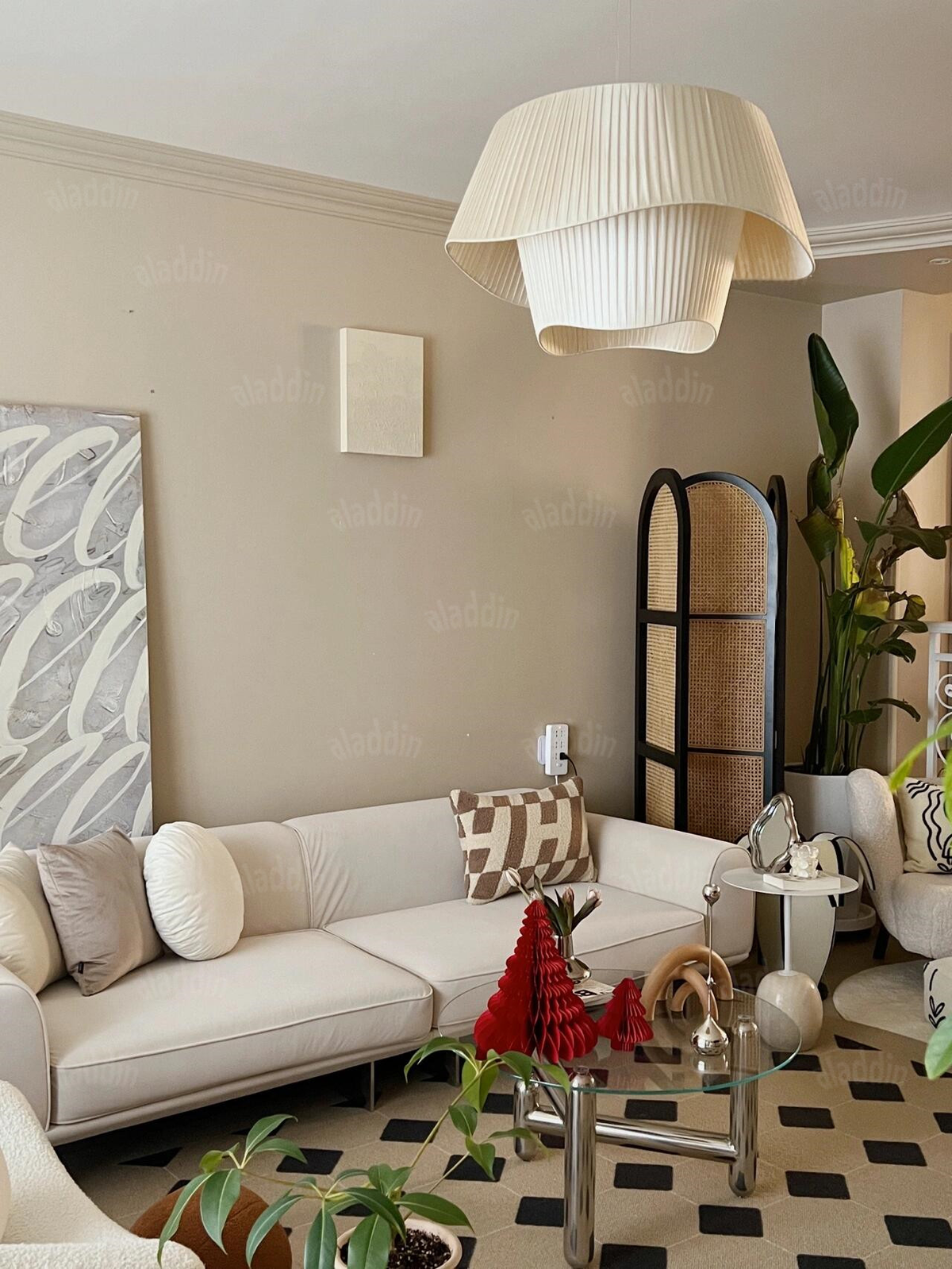 Pleated Fabric Pendant Light — AM0236, view 19