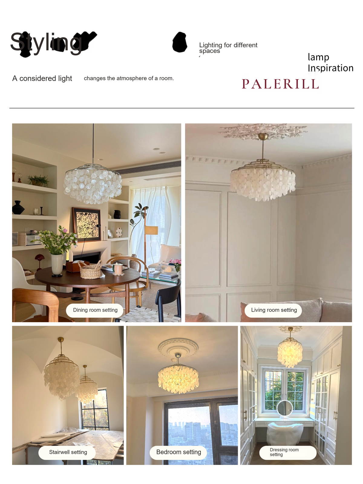 Layered Shell Pendant Light — AM0141, view 3