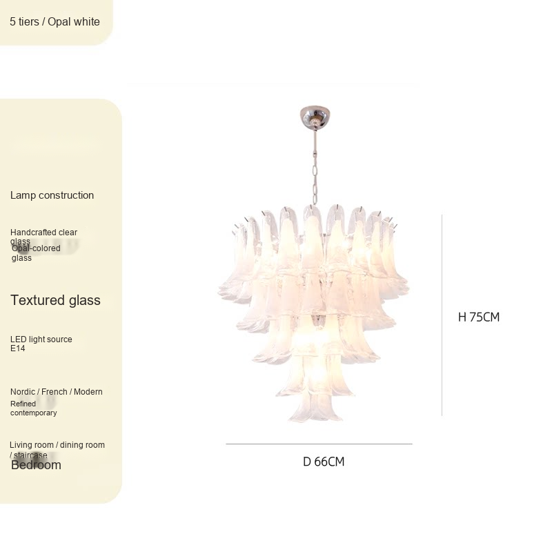 Tiered Textured Glass Chandelier — AM0237, view 8