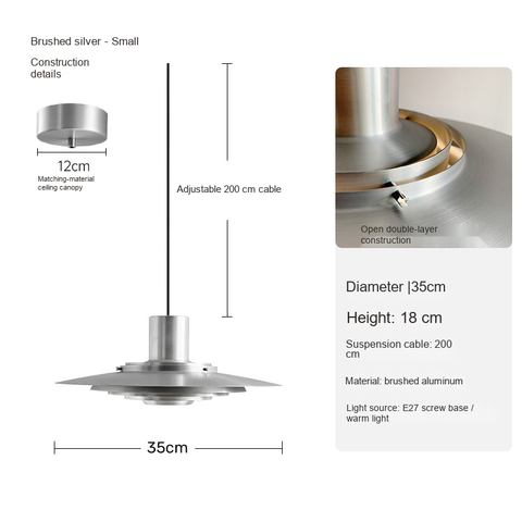 Brushed silver 35cm
