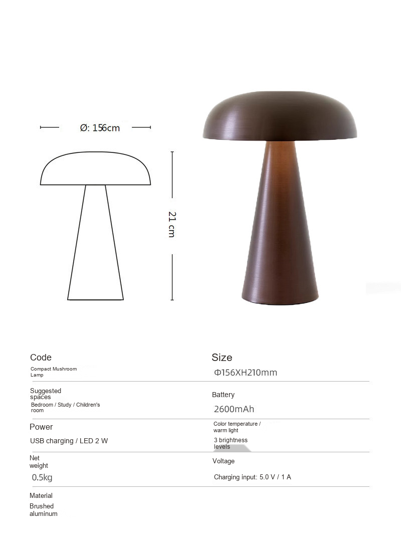 Brushed Metal Rechargeable Table Lamp — AM0144, view 8