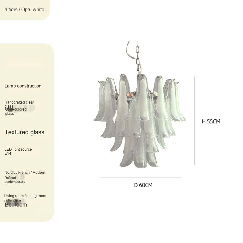 Tiered Textured Glass Chandelier — AM0237, view 7