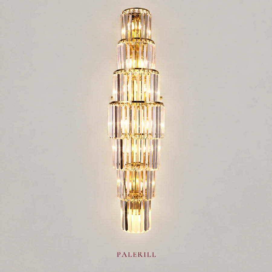 AM0080 · Crystal Wall Sconce Tiered Composition Wall Light for Double-Height Spaces — AM0080, view 1