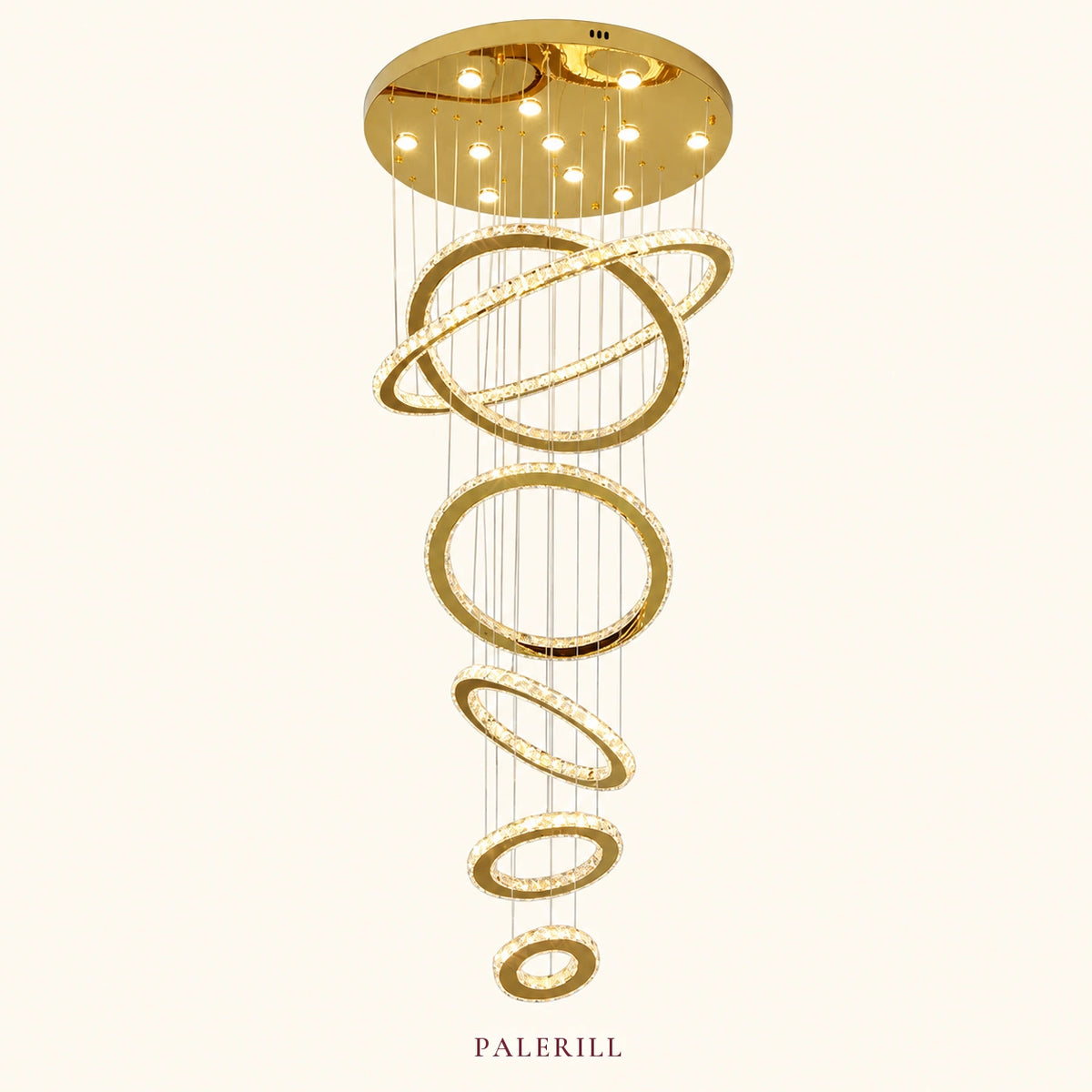 AM0051 · Modern Minimalist Stairwell Ring Composition Crystal Chandelier — AM0051, view 1