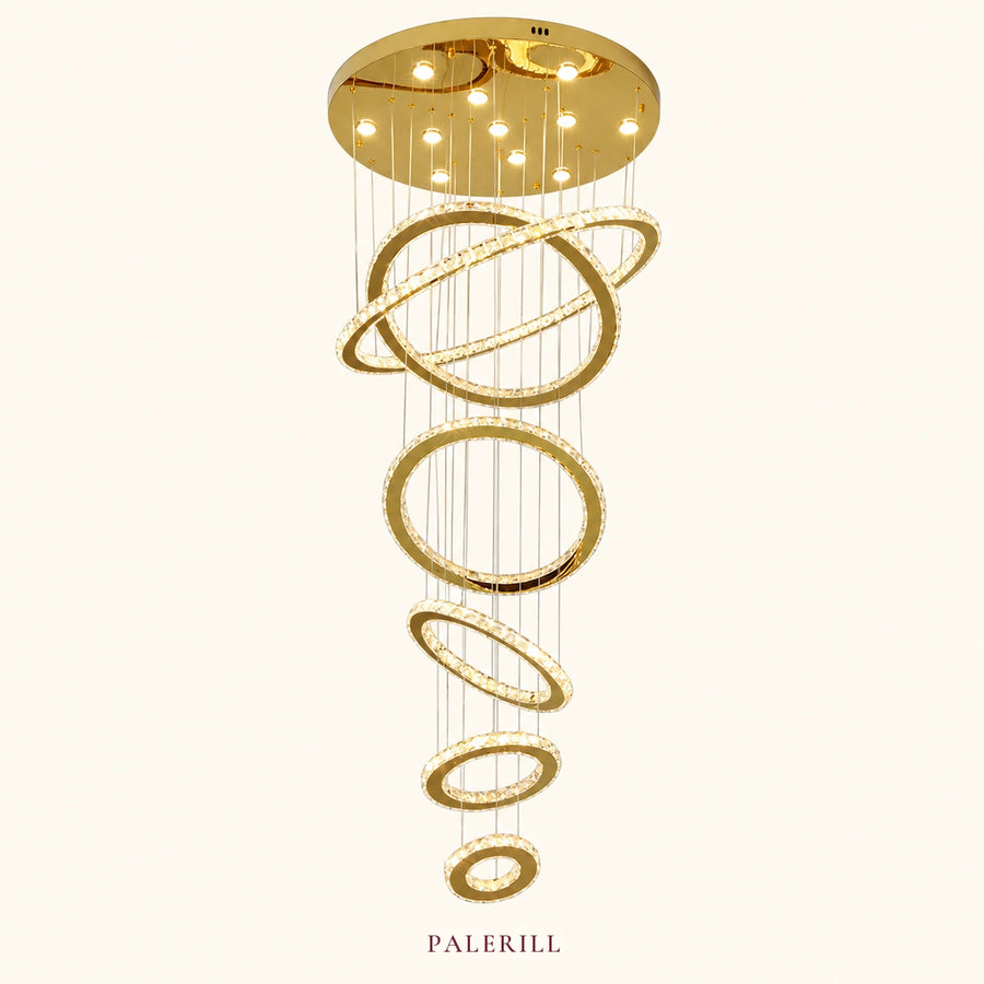 AM0051 · Modern Minimalist Stairwell Ring Composition Crystal Chandelier — AM0051, view 1