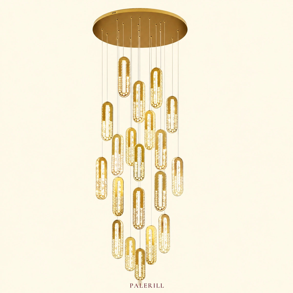 AM0102 · Modern Minimalist Stairwell Extended-Drop Crystal Chandelier — AM0102, view 1