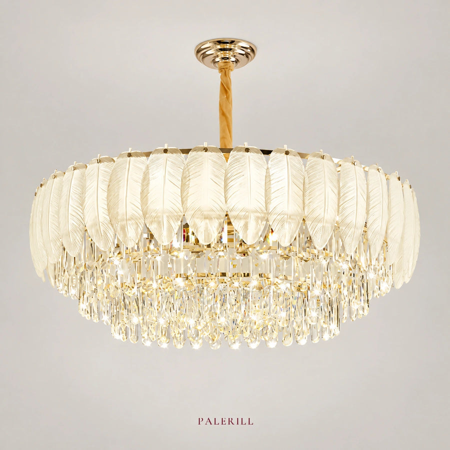 AM0064 · Modern Minimalist Cream-Tone Crystal Chandelier for Living Spaces — AM0064, view 1