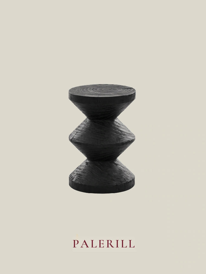 Modern Minimalist Sculpted Pine Side Table for Living Room — AMF0001