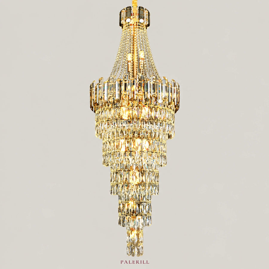 AM0039 · Modern Minimalist Stairwell Crystal Chandelier for Double-Height Spaces — AM0039, view 1