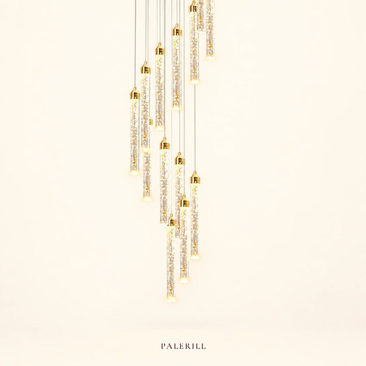 AM0012 · Modern Stairwell Extended-Drop Crystal Chandelier for Double-Height Spaces — AM0012, view 1