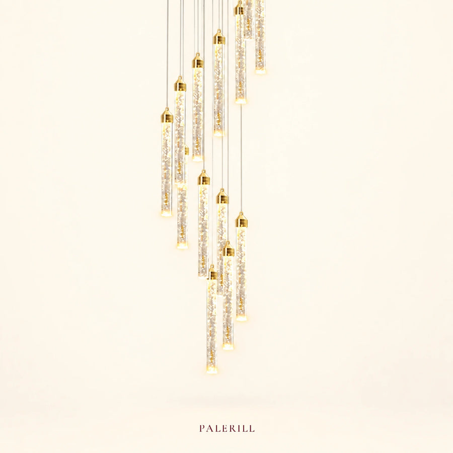 AM0012 · Modern Stairwell Extended-Drop Crystal Chandelier for Double-Height Spaces — AM0012, view 1