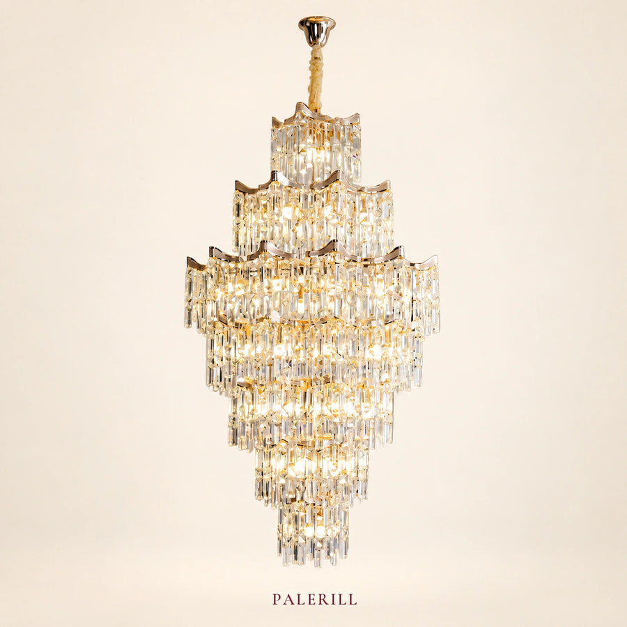 AM0015 · Minimalist Stairwell Extended-Drop Crystal Chandelier for Double-Height Spaces — AM0015, view 1