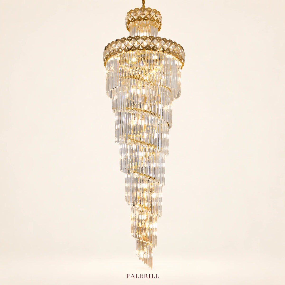 AM0014 · Modern Stairwell Extended-Drop Crystal Chandelier for Double-Height Spaces — AM0014, view 1