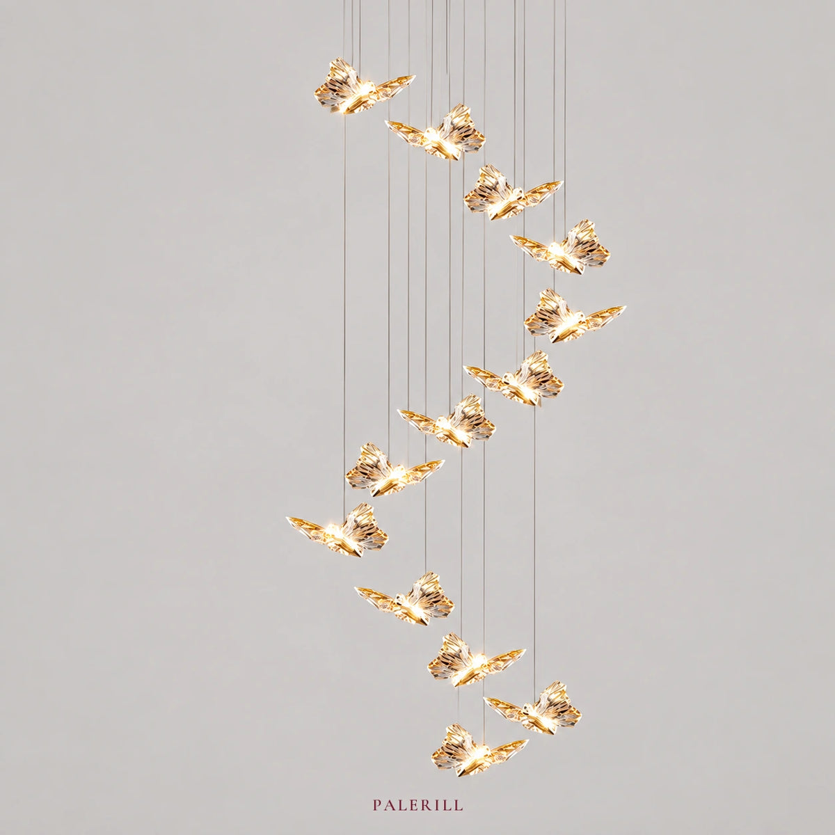 AM0040 · Modern Minimalist Stairwell Extended-Drop Crystal Chandelier — AM0040, view 1