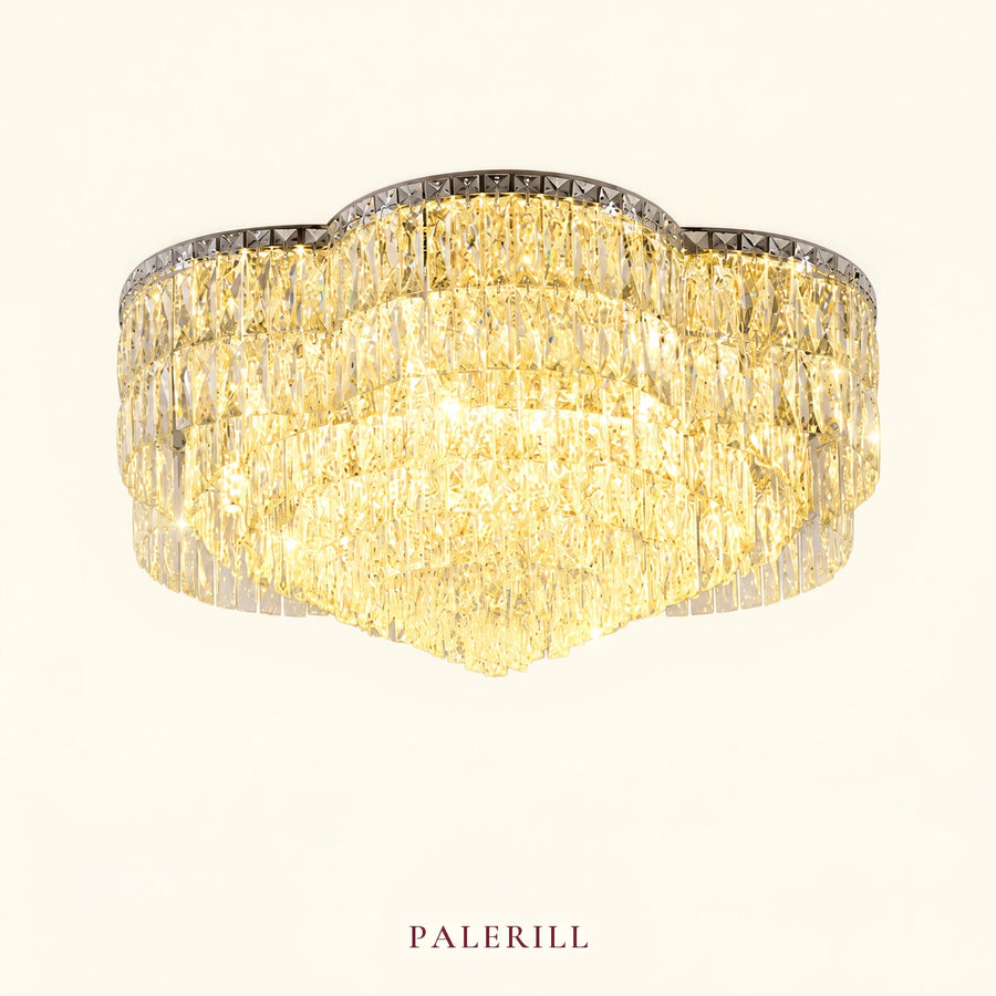 AM0050 · Crystal Flush Mount Tiered Composition Ceiling Light for Bedrooms — AM0050, view 1