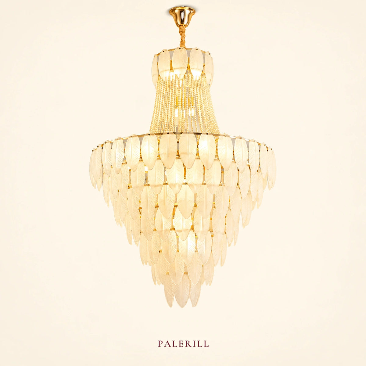 AM0047 · Modern Minimalist Feather Inspired Crystal Chandelier for Double-Height Spaces — AM0047, view 1