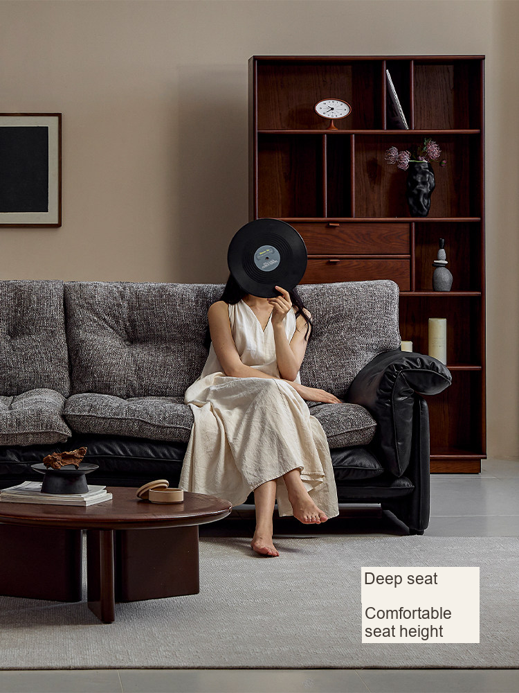 Mixed-Upholstery Straight Sofa — AMF0053, view 5