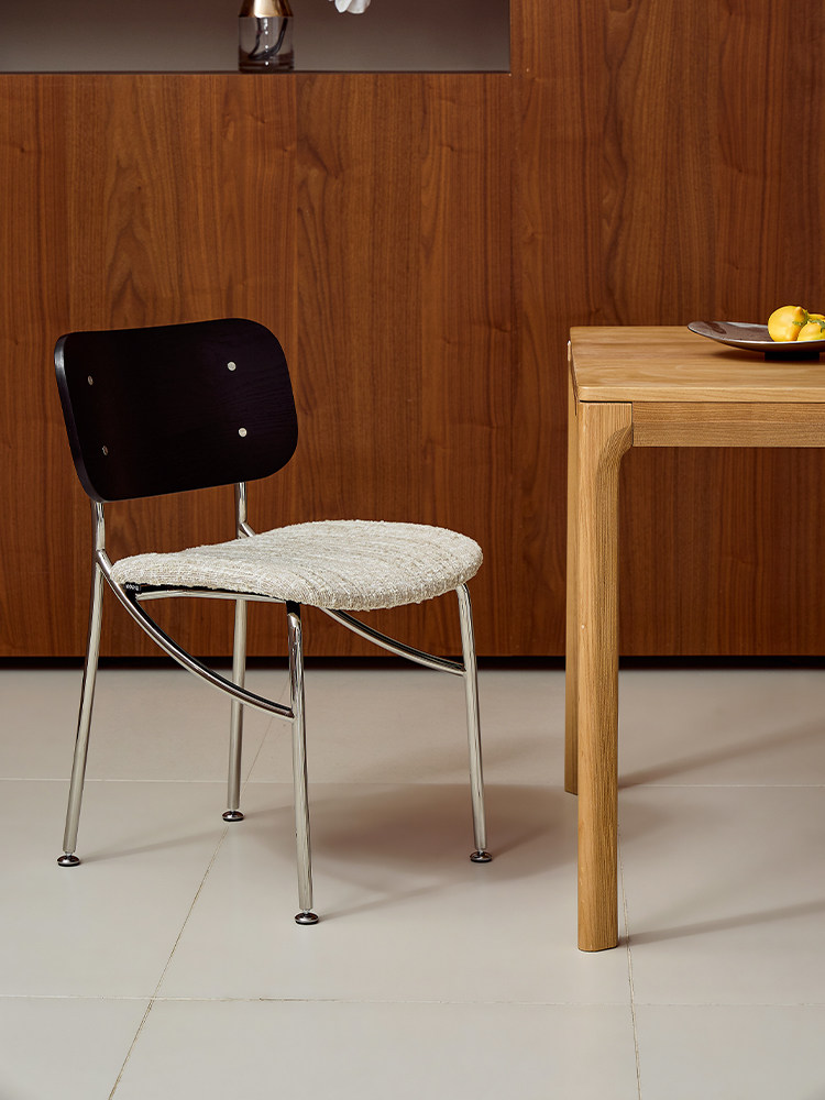 Wood and Stainless Steel Dining Chair — AMF0060, view 6