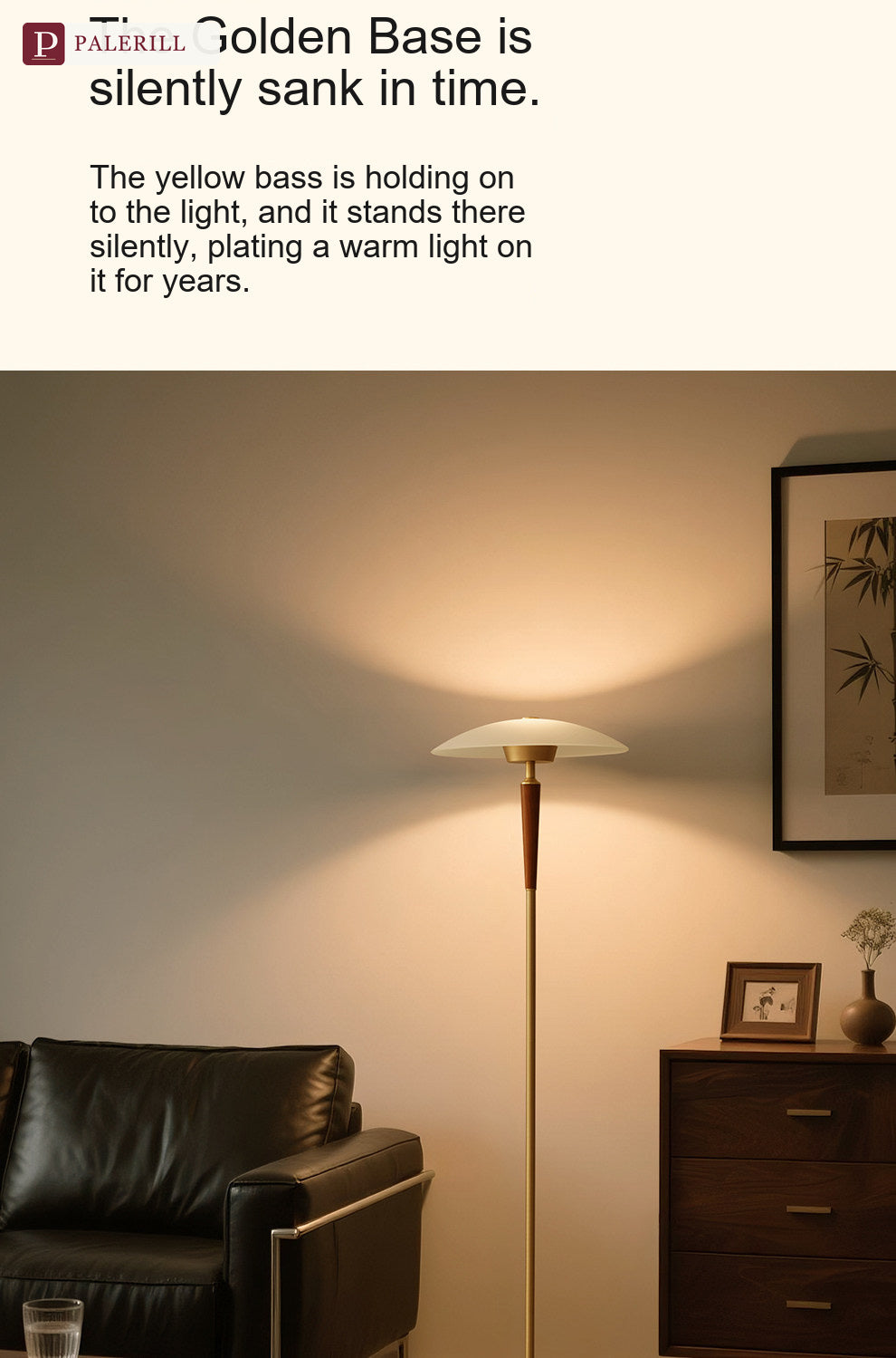 PALERILL | Mid-Century Ambient Floor Lamp, Full Spectrum