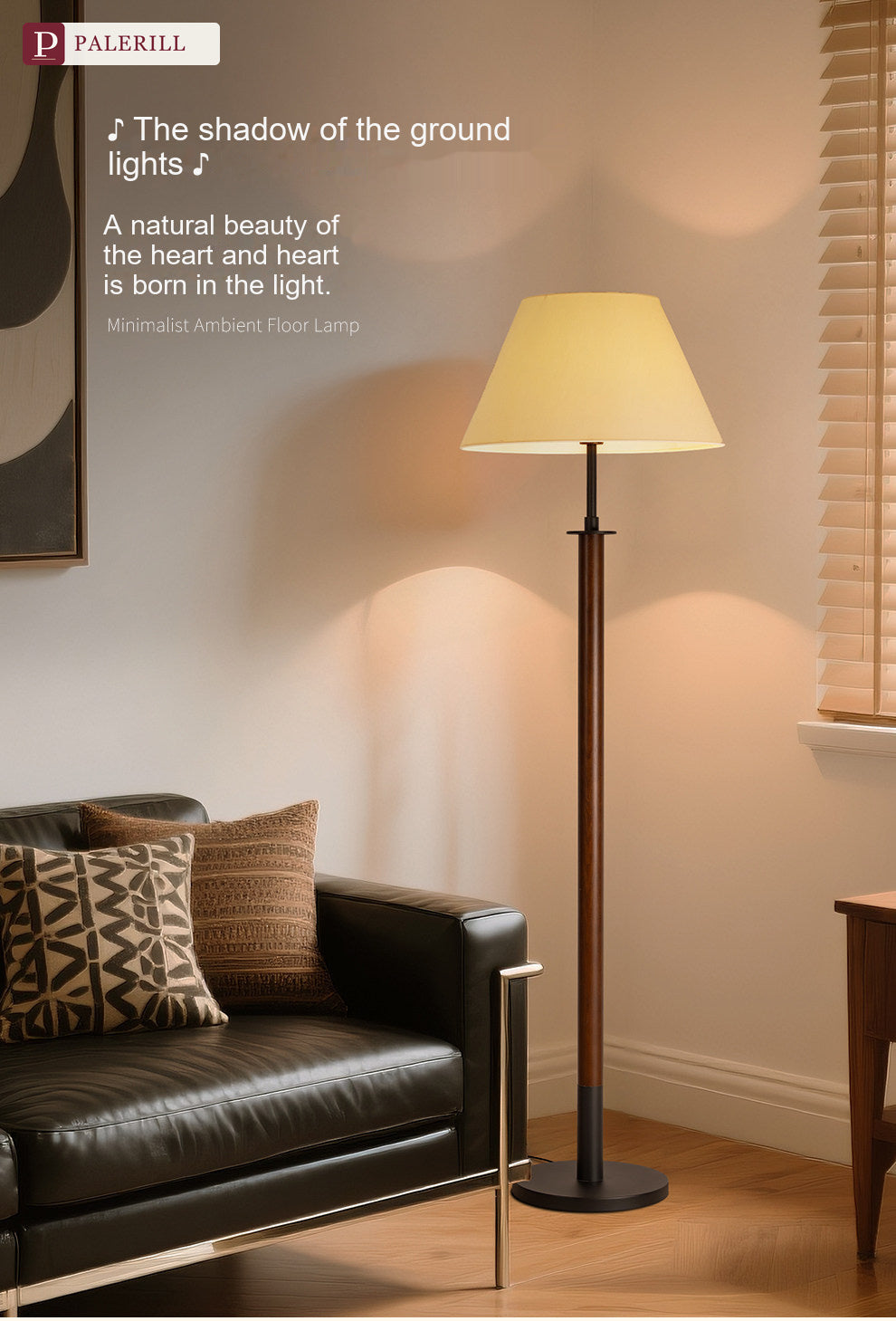 PALERILL | Mid-Century Solid Wood Dimmable Floor Lamp II